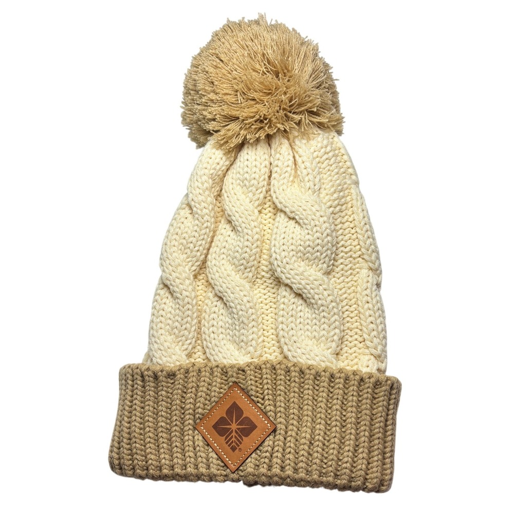Richardson 141 Cable Knit Pom Beanie Hat Cream‎ Tan Mens Womens One Size